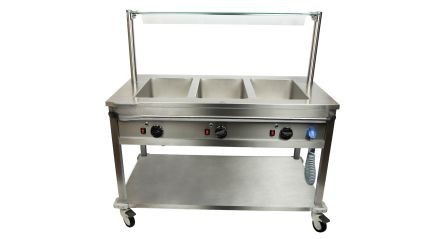 Bain Marie Trolley, 3 Becken, 3 kW,  GN Tiefe von 20 mm – 150 mm