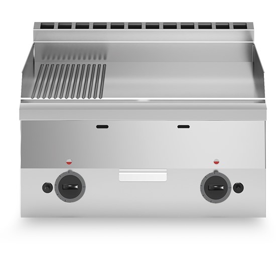 Grillplatte-Gas, 9,0 kW, 1/3 gerillt / 2/3 glatt, 600x600 mm