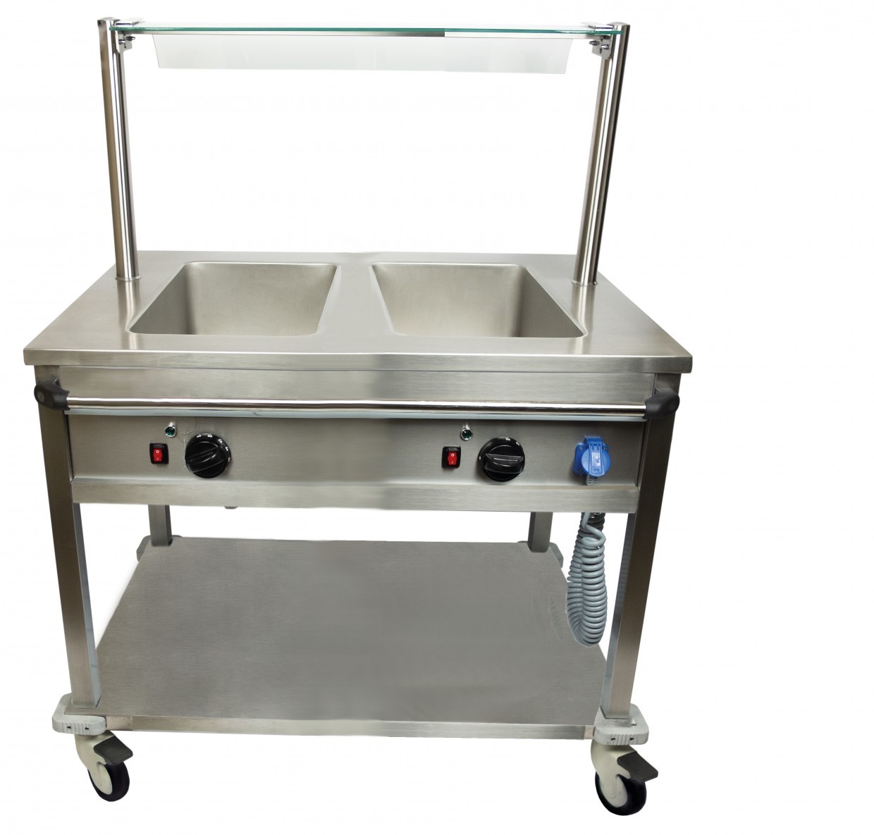 Bain Marie Trolley, 2 becken, 2 kW, GN Tiefe von 20 mm – 150 mm