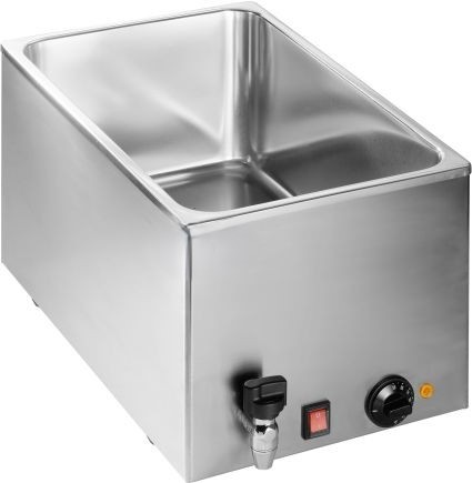 Elektro-Bain-Marie, 1 Kw, Für 1/1 GN-Behälter, 200 mm Höhe, mit Ablasshahn